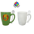 16 Oz. White Endeavor Bistro Mug with Spoon (4 Color Process)